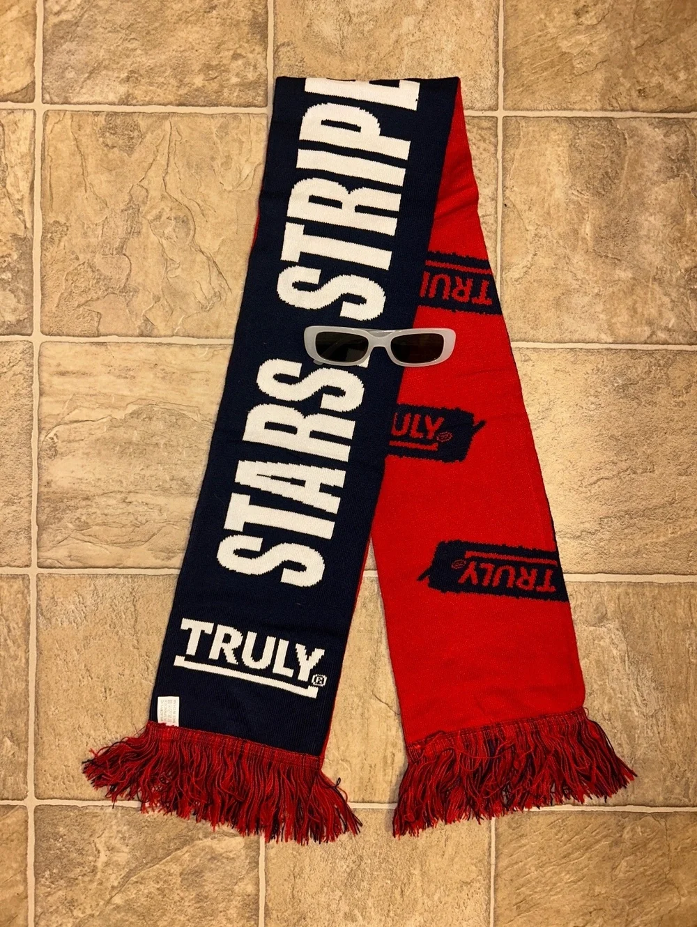USA Truly Soccer Scarf & Y2K Sunglasses Bundle Red White Blue Stars Stripes
